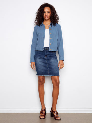 Short length jacket offers a contemporary look, pairing well with various ensembles for versatile styling. By Charlie B.
