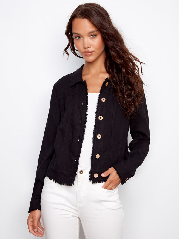 This chic jacket features a short length, perfect for layering over your favorite outfits. A versatile piece by Charlie B.