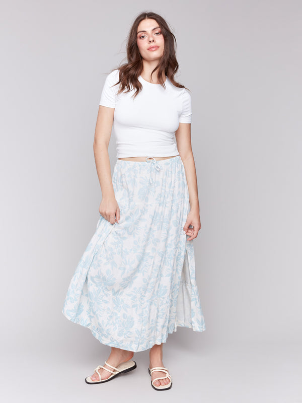 Maxi length skirt with a charming floral design by Charlie B.