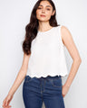 White sleeveless top with a loose fit, perfect for casual outings, by Charlie B.