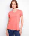 Coral V-neck shirt with a relaxed fit, perfect for casual wear by Charlie B.