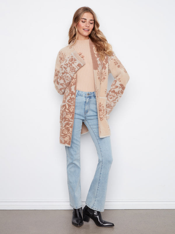 Cardigan long en tricot jacquard - Rosie