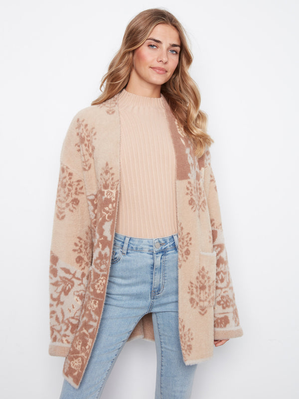 Cardigan long en tricot jacquard - Rosie