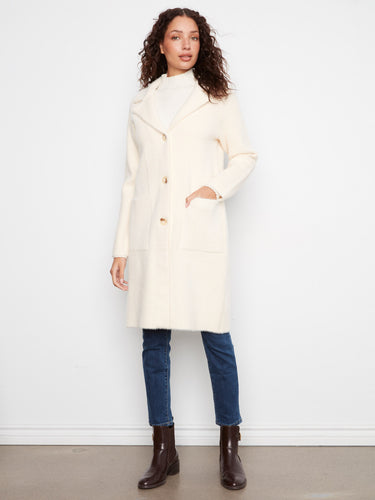 This coat showcases a tailored neckline, enhancing its sophisticated appeal by Charlie B.