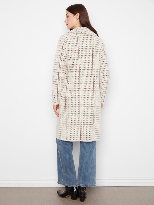 Manteau-cardigan long en tricot à carreaux - Aberdeen
