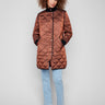 Sepia quilted puffer jacket featuring a zipper front with snap buttons, adding style and function by Charlie B.