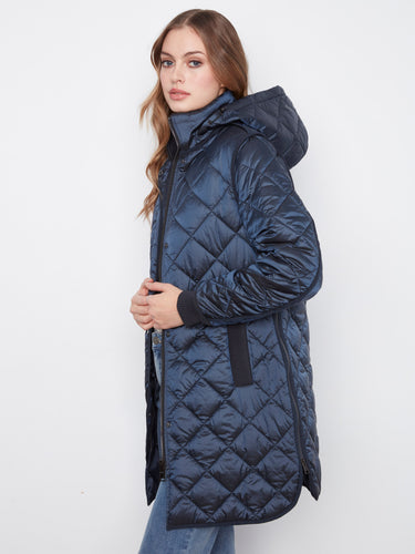 Coat with ribbed knit accents adds a touch of sophistication to any outfit by Charlie B.