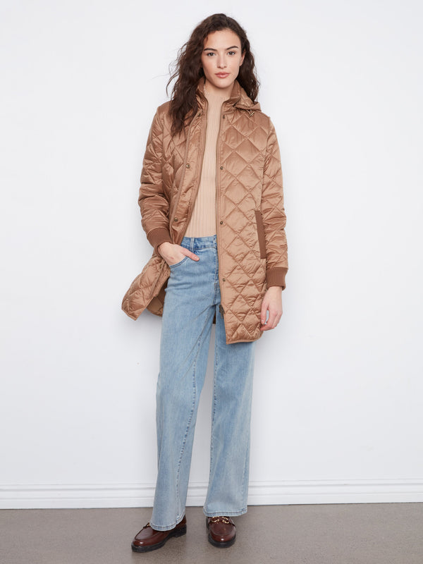 Manteau matelassé long à capuchon - Truffe
