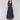 Navy blue midi length eyelet dress with elastic waist by Charlie B.