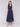 Navy blue midi length eyelet dress with elastic waist by Charlie B.