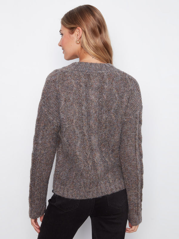 Chandail en tricot torsadé métallisé - Boisé