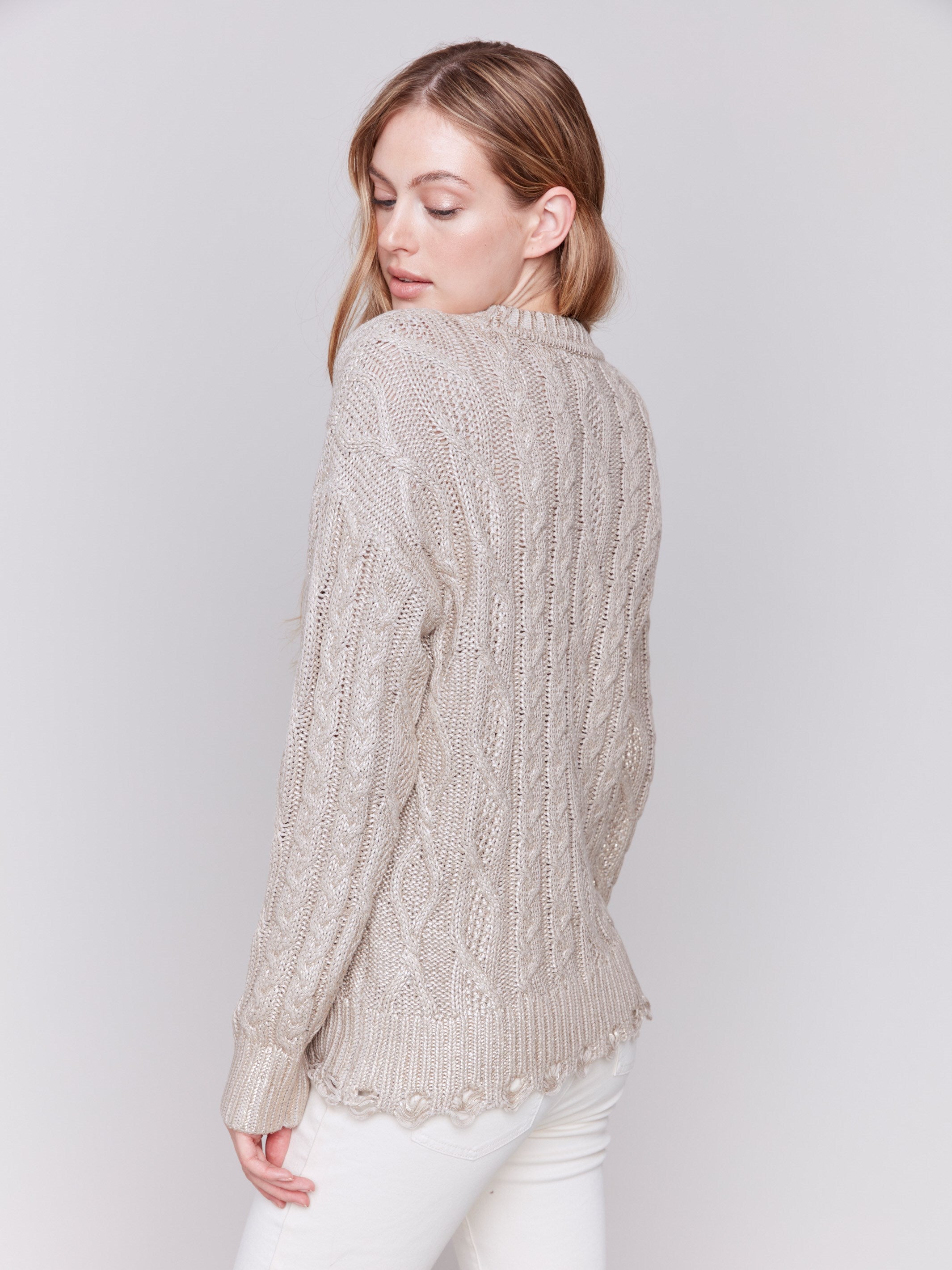 CharleneBBRound Neck knit - Concrete melange