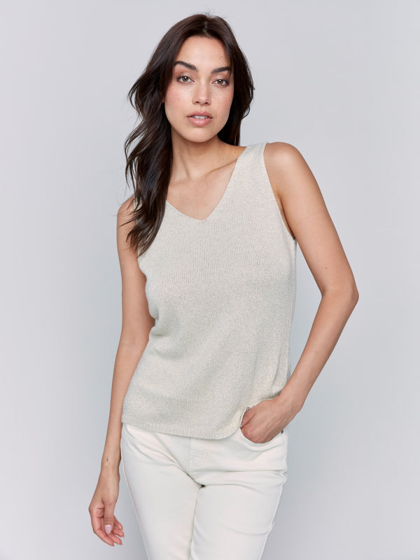 Gold sleeveless camisole with a shimmering effect by Charlie B.