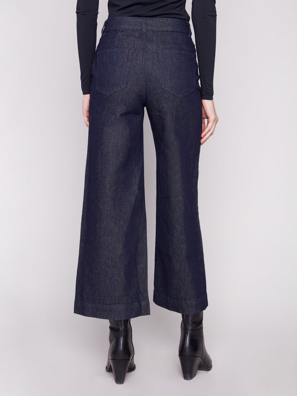 Cropped flare jeans with back pockets, combining style and practicality for everyday wear by Charlie B.