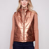 Copper metallic vest featuring two side pockets for added convenience by Charlie B.