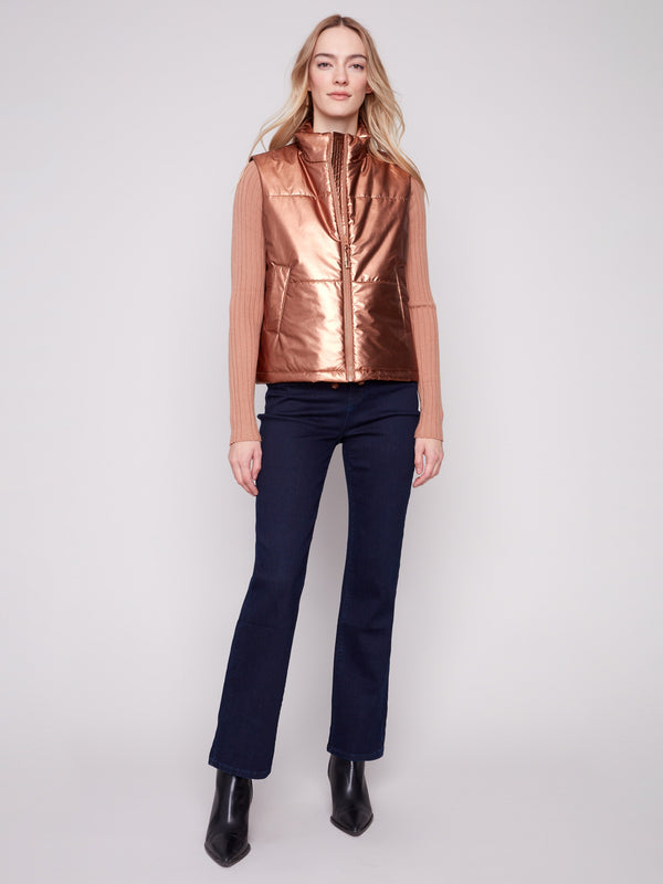 Stylish copper vest with an adjustable hem string for a custom fit by Charlie B.