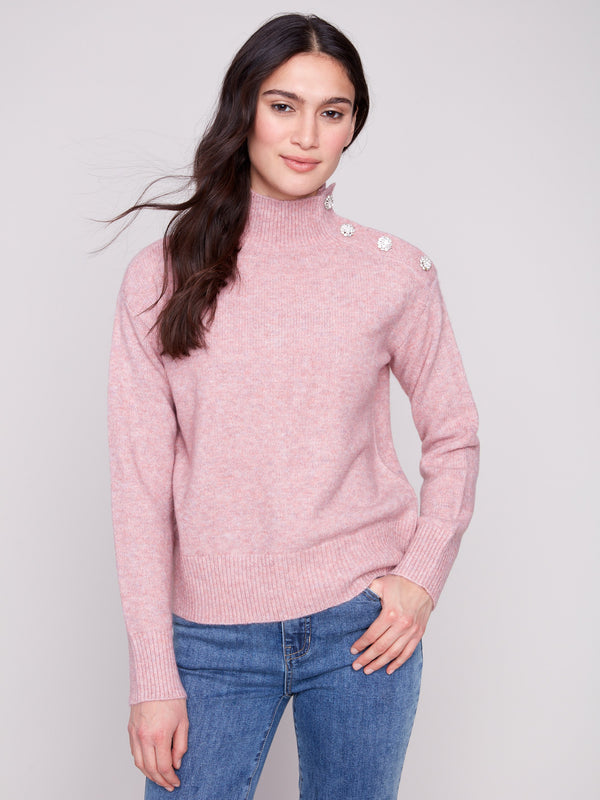 Primrose sweater featuring a chic mock neck design and ribbed cuffs, perfect for cozy elegance by Charlie B.