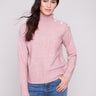 Primrose sweater featuring a chic mock neck design and ribbed cuffs, perfect for cozy elegance by Charlie B.
