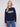 Trendy navy sweater with a distinctive 'amour' graphic, featuring cozy raglan sleeves in flecked yarn by Charlie B.