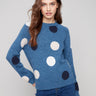 Heather Oxford sweater featuring a cozy mock neck and playful polka dots, crafted in flecked yarn by Charlie B.