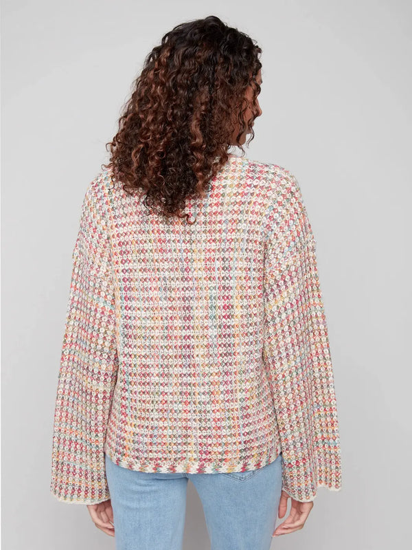 Novelty Yarn Crochet Sweater - Multicolor