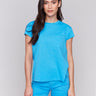 Lagoon-colored tee with a crew neckline, perfect for casual outings by Charlie B.