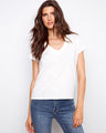 White V-neck T-shirt featuring a lightweight cotton fabric, perfect for casual wear by Charlie B.