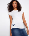 This white top features a stylish crew neckline, perfect for any casual outing. Made from 100% cotton by Charlie B.