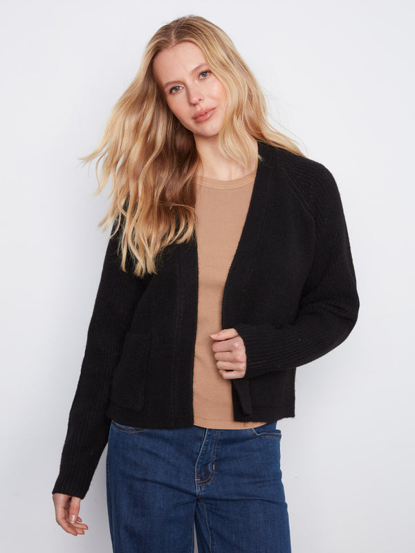 Patch Pocket Cardigan - Black