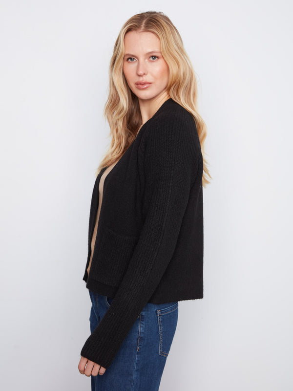 Patch Pocket Cardigan - Black