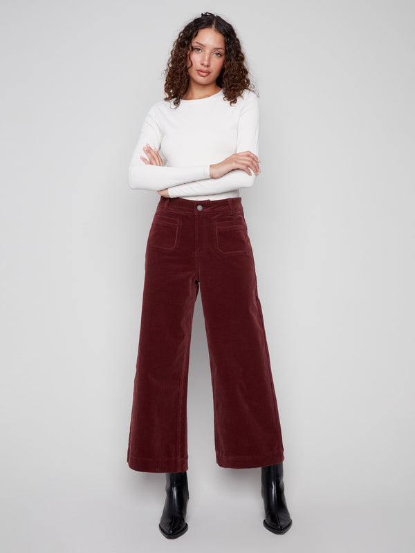 Crafted from stretch corduroy fabric, these cabernet pants offer both comfort and style for everyday wear by Charlie B.