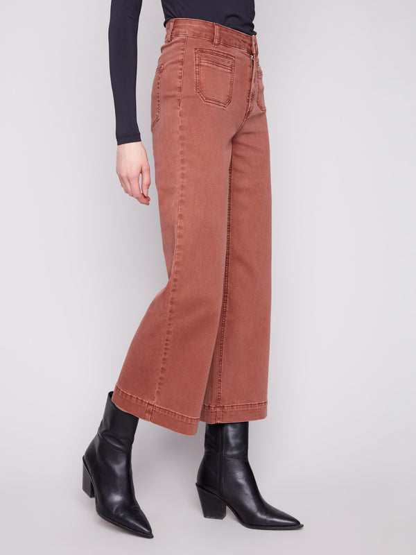These pants offer a chic look with stretch twill fabric for added comfort by Charlie B.