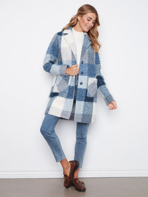 Manteau en tricot bouclé à carreaux - Tempête