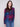 Plaid boucle knit short coat in navy and magenta with hidden snaps closure, adding a sleek finish by Charlie B.