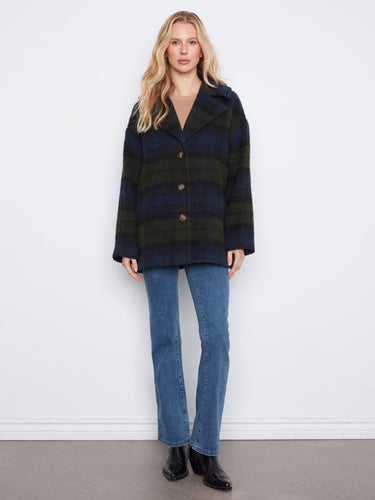 This chic coat features a button-front closure, offering both style and functionality for any occasion by Charlie B.