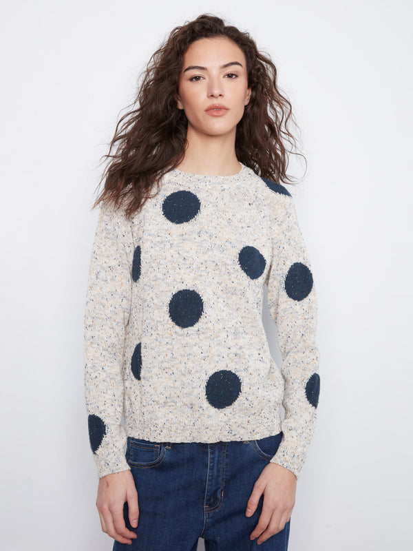 Polka Dot Crew Neck Sweater - Dots