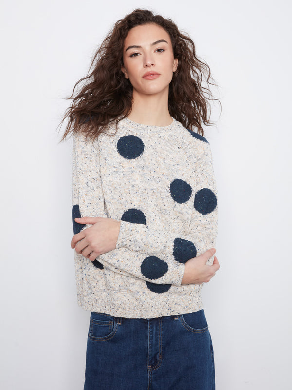 Polka Dot Crew Neck Sweater - Dots
