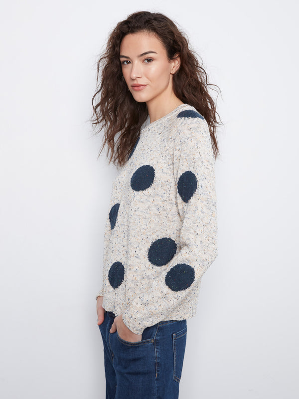 Polka Dot Crew Neck Sweater - Dots