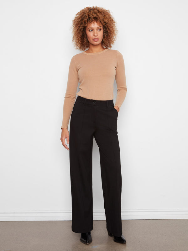 Ponte Wide Leg Pants - Black