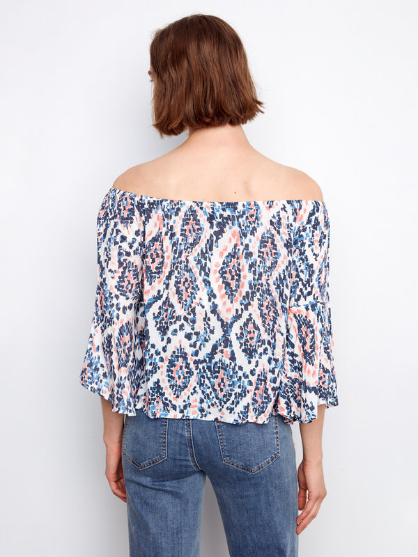 Printed 3/4 Sleeve Off-Shoulder Blous- Nomad