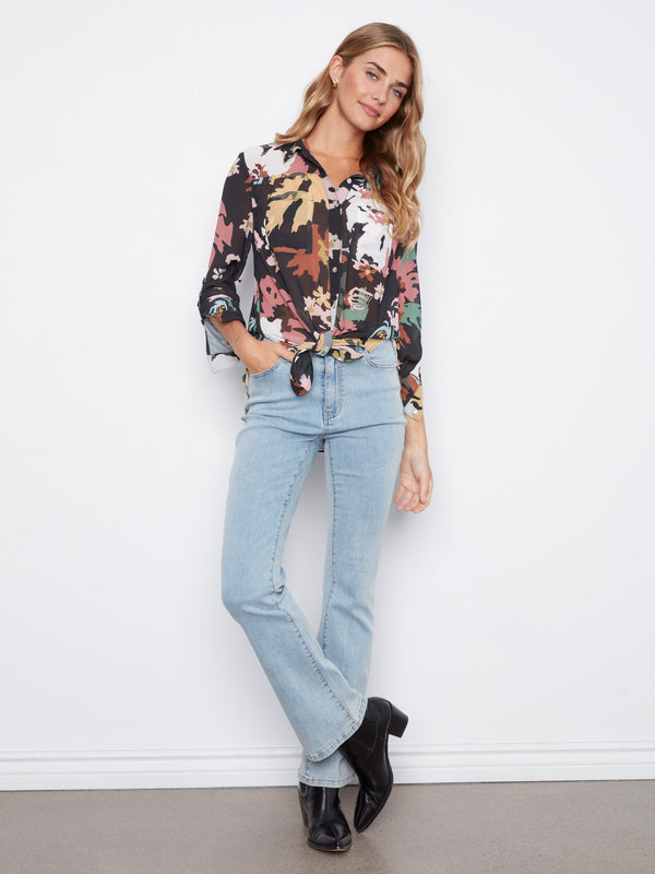 Blouse imprimée à boutons - Fleur