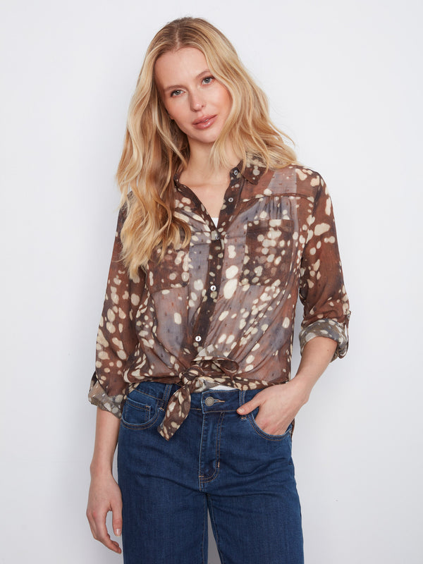 Blouse imprimée à boutons - Tacheté