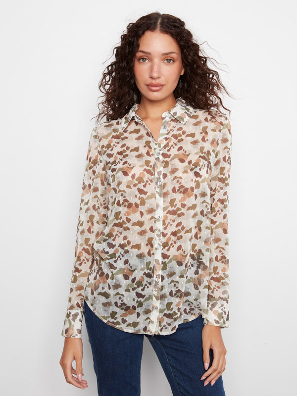 Chemise imprimée à boutons - Caillou