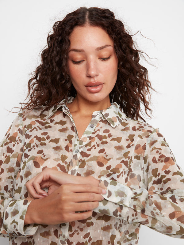 Chemise imprimée à boutons - Caillou