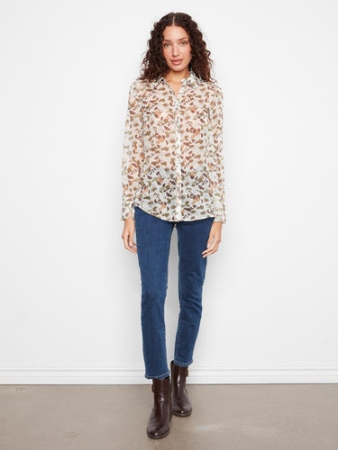 This chic blouse showcases a classic button-front closure, adding versatility to your wardrobe by Charlie B.