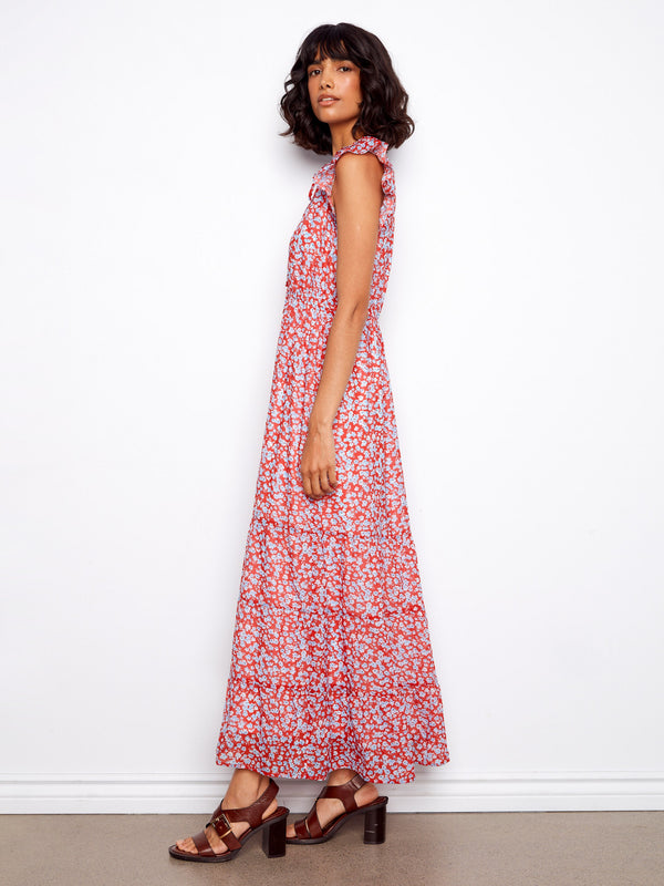 Printed Chiffon Sleeveless Maxi Dress - Dixie