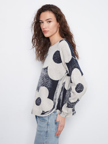 Floral pattern on this crew neck design highlights the drop shoulder style for added comfort by Charlie B.