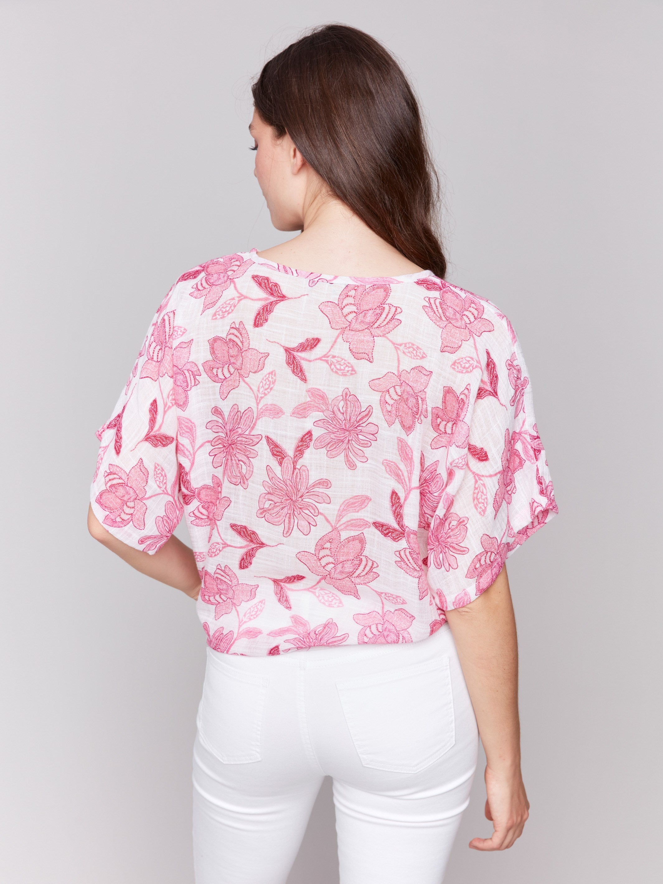 Floral patterned blouse for a fresh look by Charlie B.