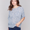 Relaxed fish-patterned blouse with a crew neck by Charlie B.
