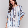 Surf and white blouse with a crew neck detail by Charlie B.